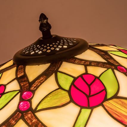 Brilagi - Candeeiro de pé estilo Tiffany com vitral GARLAN 2xE27/60W/230V