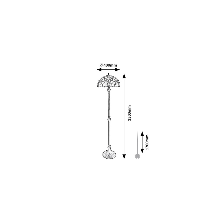 Brilagi - Candeeiro de pé estilo Tiffany com vitral GARLAN 2xE27/60W/230V