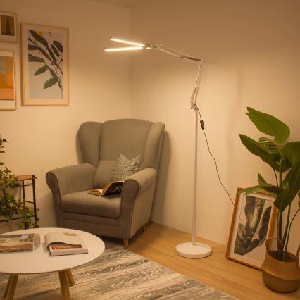 Brilagi - Candeeiro de pé flexível dimerizável VARIO LED/14W/230V 3000-6000K 157 cm branco