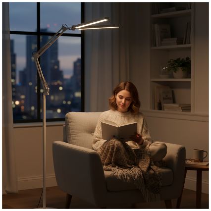 Brilagi - Candeeiro de pé flexível dimerizável VARIO LED/14W/230V 3000-6000K 157 cm branco
