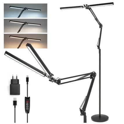 Brilagi - Candeeiro de pé flexível LED dimerizável VARIO LED/14W/230V 3000-6000K 157 cm preto