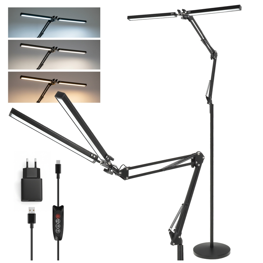 Brilagi - Candeeiro de pé flexível LED dimerizável VARIO LED/14W/230V 3000-6000K 157 cm preto