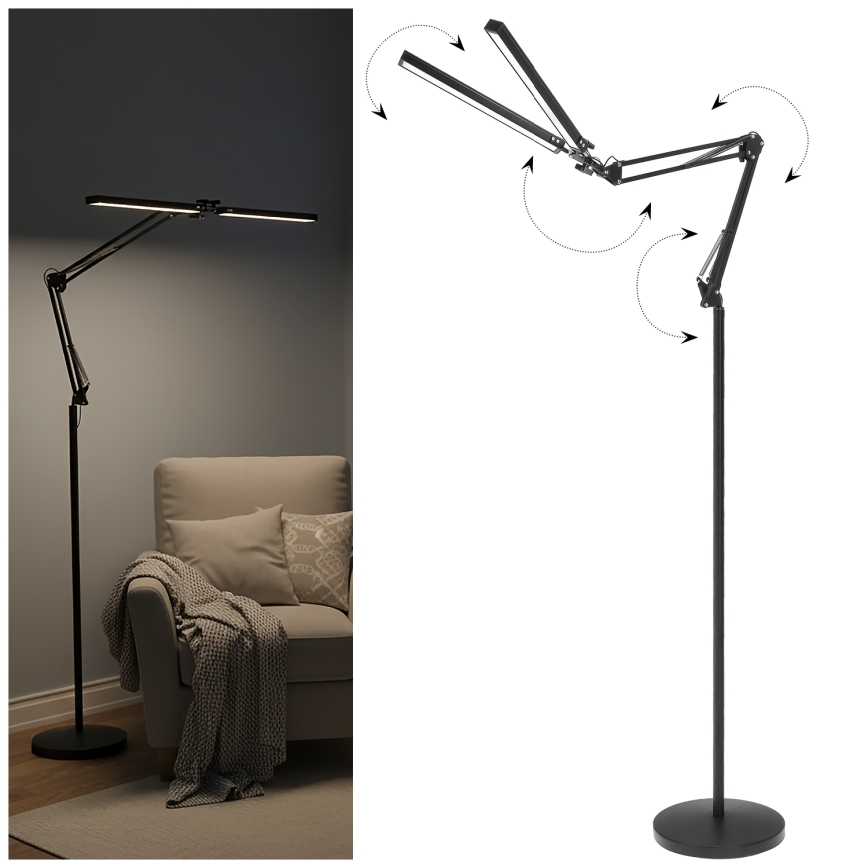 Brilagi - Candeeiro de pé flexível LED dimerizável VARIO LED/14W/230V 3000-6000K 157 cm preto