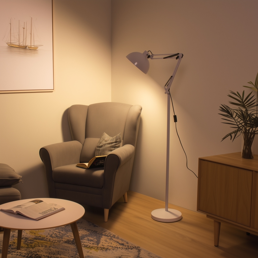 Brilagi - Candeeiro de pé flexível TASKER 1xE27/60W/230V 157 cm branco