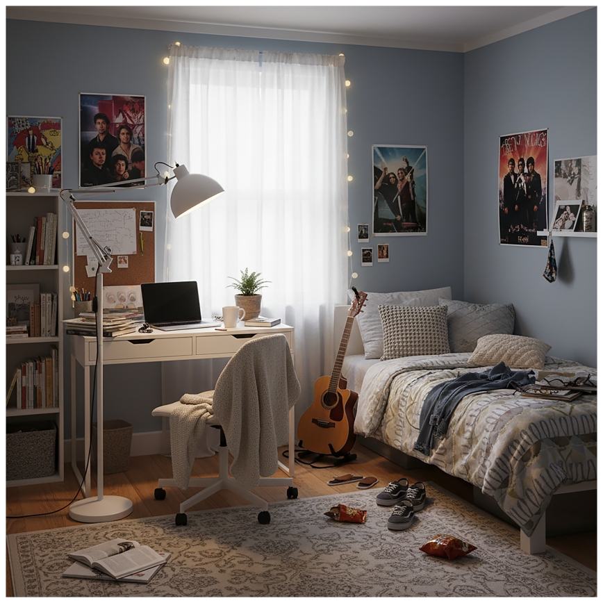Brilagi - Candeeiro de pé flexível TASKER 1xE27/60W/230V 157 cm branco
