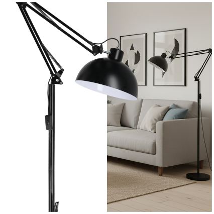 Brilagi - Candeeiro de pé flexível TASKER 1xE27/60W/230V 157 cm preto