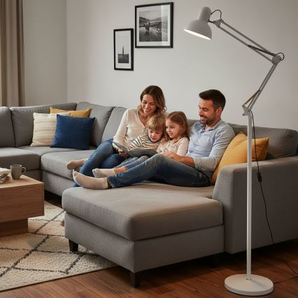 Brilagi - Candeeiro de pé flexível TASKER 1xE27/60W/230V 184 cm branco