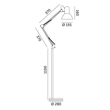 Brilagi - Candeeiro de pé flexível TASKER 1xE27/60W/230V 184 cm preto