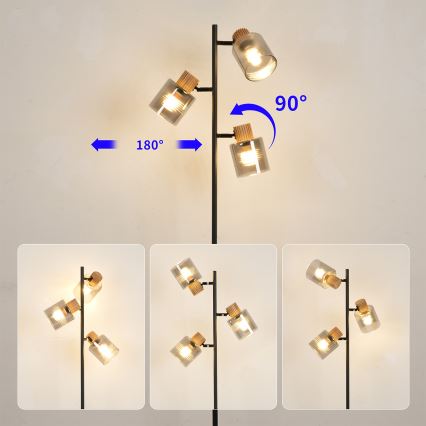 Brilagi - Candeeiro de pé HYGGE 3xE14/15W/230V madeira/fumado