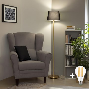 Brilagi - Candeeiro de pé LED CERIA 1xE27/20W/230V diâmetro 30 cm preto/dourado