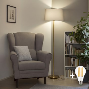 Brilagi - Candeeiro de pé LED CERIA 1xE27/20W/230V diâmetro 45 cm cinzento/dourado