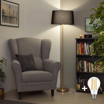 Brilagi - Candeeiro de pé LED CERIA 1xE27/20W/230V, diâmetro 45 cm, preto/dourado