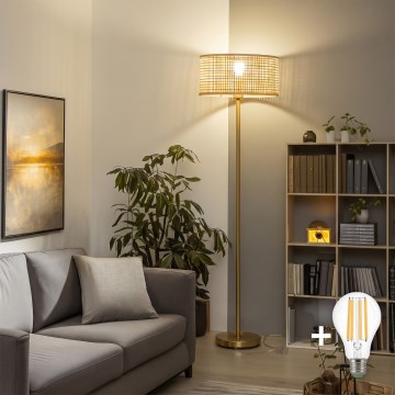 Brilagi - Candeeiro de pé LED CERIA 1xE27/20W/230V pr. 40 cm bambu/dourado