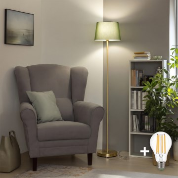 Brilagi - Candeeiro de pé LED CERIA 1xE27/20W/230V Ø 30 cm verde/dourado