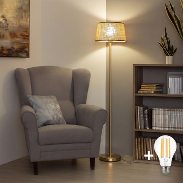 Brilagi - Candeeiro de pé LED CERIA 1xE27/20W/230V Ø 35 cm bege/dourado