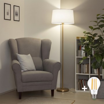Brilagi - Candeeiro de Pé LED CERIA 1xE27/20W/230V Ø 45 cm branco/dourado