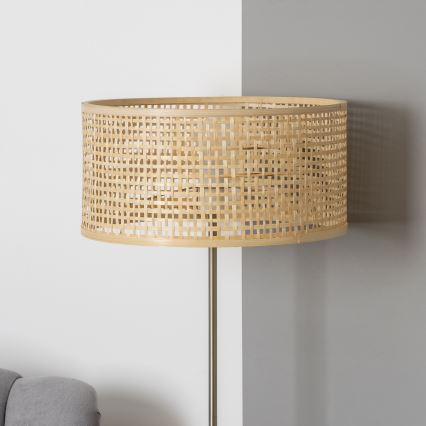 Brilagi - Candeeiro de pé LED CERIA 1xE27/40W/230V, diâmetro 25 cm, bambu/cromo mate