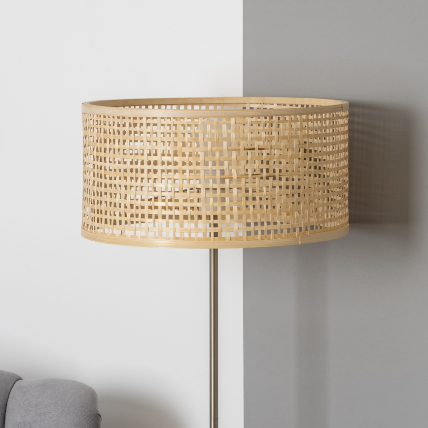 Brilagi - Candeeiro de pé LED CERIA 1xE27/40W/230V, diâmetro 25 cm, bambu/cromo mate