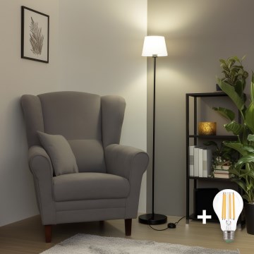 Brilagi - Candeeiro de pé LED CERIA 1xE27/40W/230V Ø 20,5 cm branco/preto