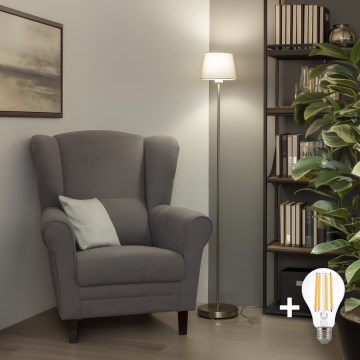 Brilagi - Candeeiro de pé LED CERIA 1xE27/40W/230V Ø 20,5 cm cinzento/cromado fosco