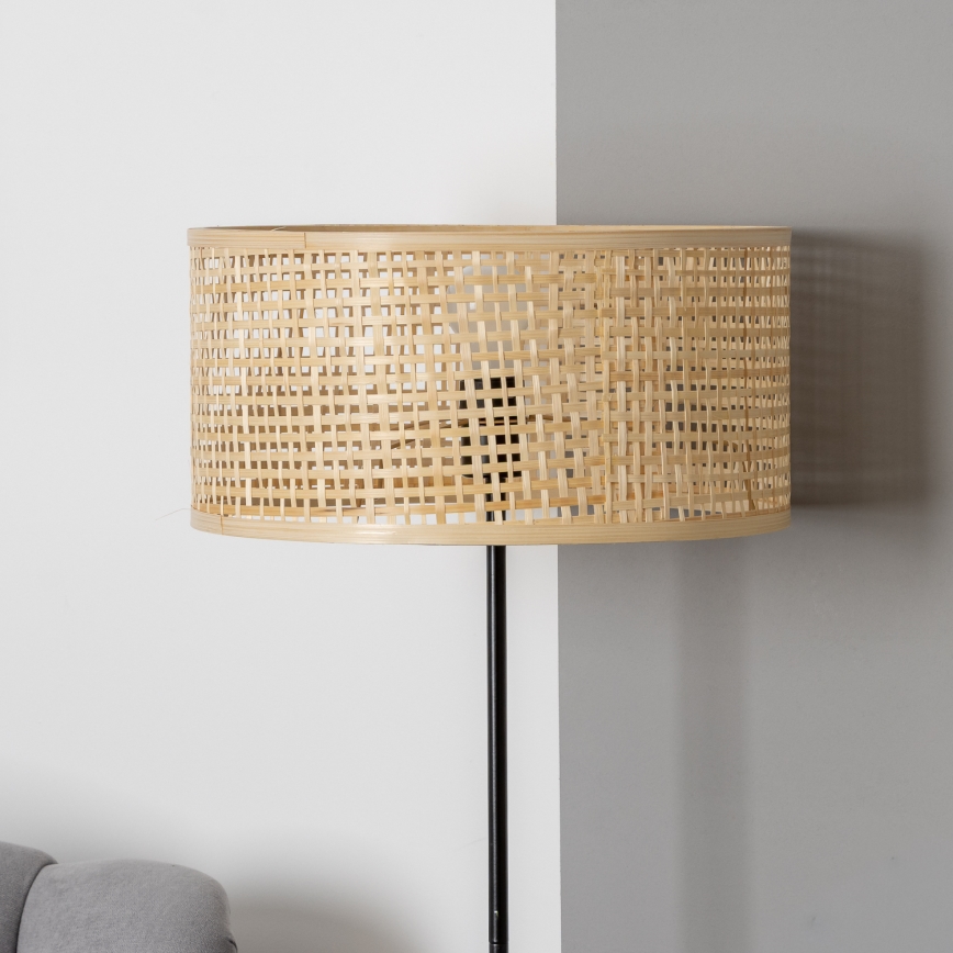 Brilagi - Candeeiro de pé LED CERIA 1xE27/40W/230V Ø 25 cm bambu/preto