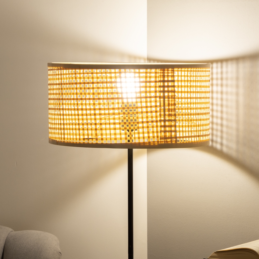 Brilagi - Candeeiro de pé LED CERIA 1xE27/40W/230V Ø 25 cm bambu/preto