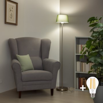 Brilagi - Candeeiro de pé LED CERIA 1xE27/40W/230V Ø 25 cm verde/cromo mate