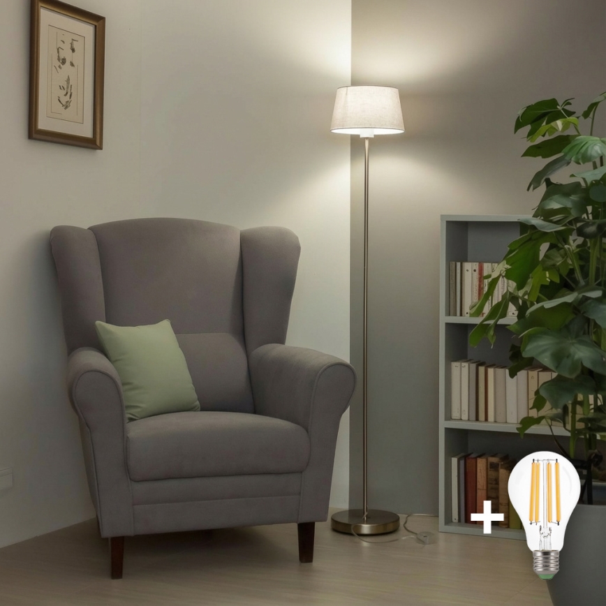 Brilagi - Candeeiro de pé LED CERIA 1xE27/40W/230V Ø 30 cm branco/cromado mate