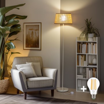Brilagi - Candeeiro de Pé LED CERIA 1xE27/40W/230V Ø 35 cm bege/branco