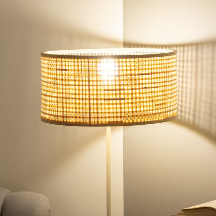 Brilagi - Candeeiro de Pé LED CERIA 1xE27/40W/230V Ø 40 cm bambu/branco