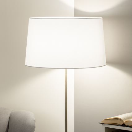 Brilagi - Candeeiro de pé LED CERIA 1xE27/40W/230V Ø 45 cm branco/cromo mate