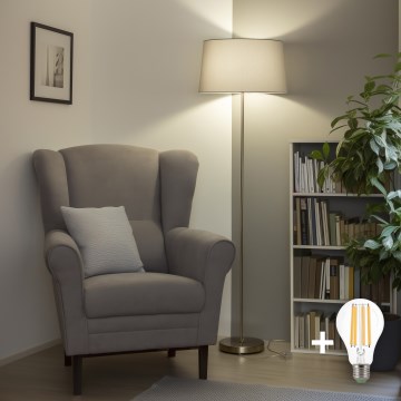 Brilagi - Candeeiro de pé LED CERIA 1xE27/40W/230V Ø 45 cm cinzento/cromado fosco