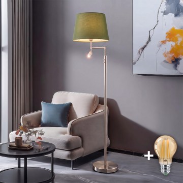 BRILAGI - Candeeiro de pé LED CERIA 1xE27/60W/230V + LED/2,1W Ø 30 cm cromo mate/verde