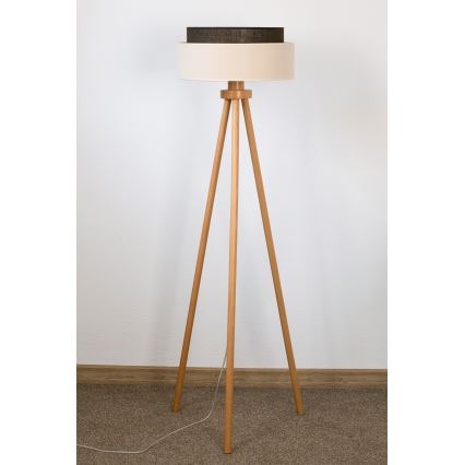Brilagi - Candeeiro de pé LED Estilo BOHO 1xE27/15W/230V creme/castanho