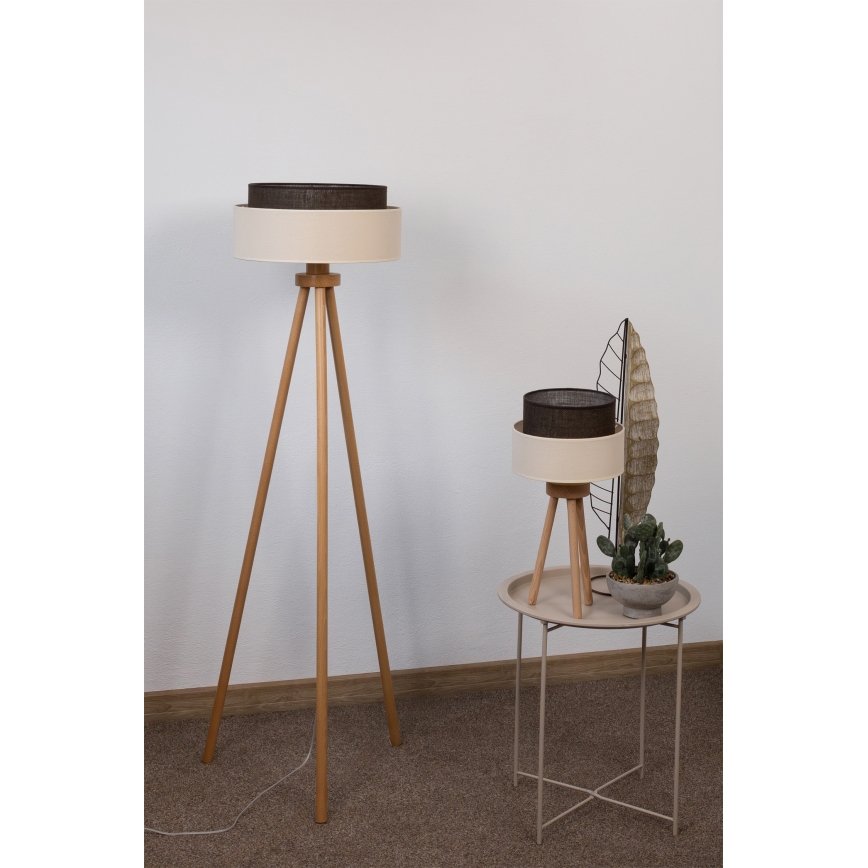 Brilagi - Candeeiro de pé LED Estilo BOHO 1xE27/15W/230V creme/castanho