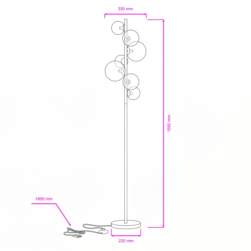 Brilagi - Candeeiro de pé LED MILLA 7xG9/3W/230V preto cromado/branco