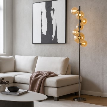 Brilagi - Candeeiro de pé LED MILLA 7xG9/3W/230V preto cromado/dourado