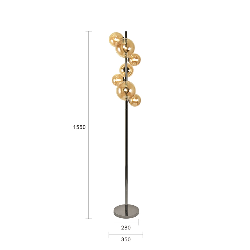 Brilagi - Candeeiro de pé LED MILLA 7xG9/3W/230V preto cromado/dourado