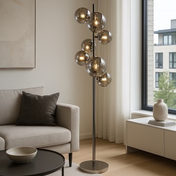 Brilagi - Candeeiro de pé LED MILLA 7xG9/3W/230V preto cromado/vidro fumê