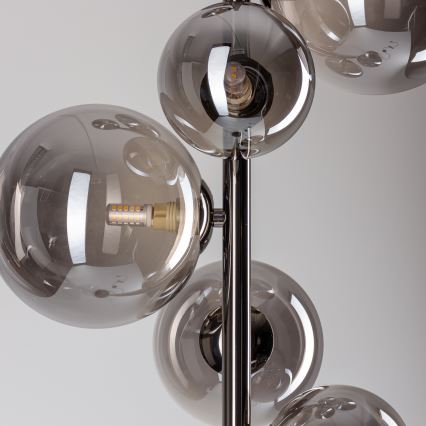 Brilagi - Candeeiro de pé LED MILLA 7xG9/3W/230V preto cromado/vidro fumê