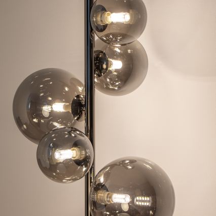Brilagi - Candeeiro de pé LED MILLA 7xG9/3W/230V preto cromado/vidro fumê