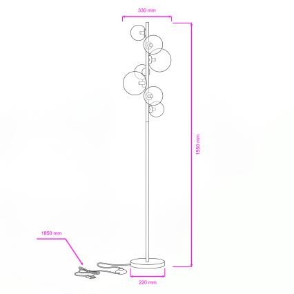 Brilagi - Candeeiro de pé LED MILLA 7xG9/3W/230V preto cromado/vidro fumê