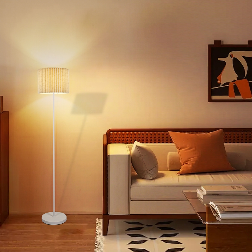 Brilagi - Candeeiro de pé NORDIC WAVE 1xE27/15W/230V linho/branco