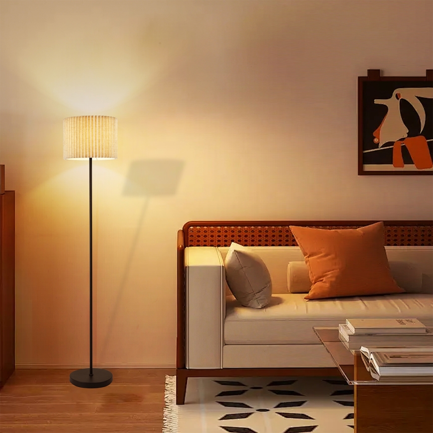 Brilagi - Candeeiro de pé NORDIC WAVE 1xE27/15W/230V linho/preto