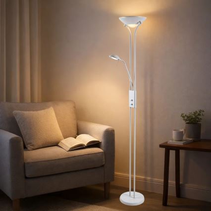 Brilagi - Candeeiro de pé regulável SCARLETT 1xR7s/230W/230V + 1xG9/40W branco