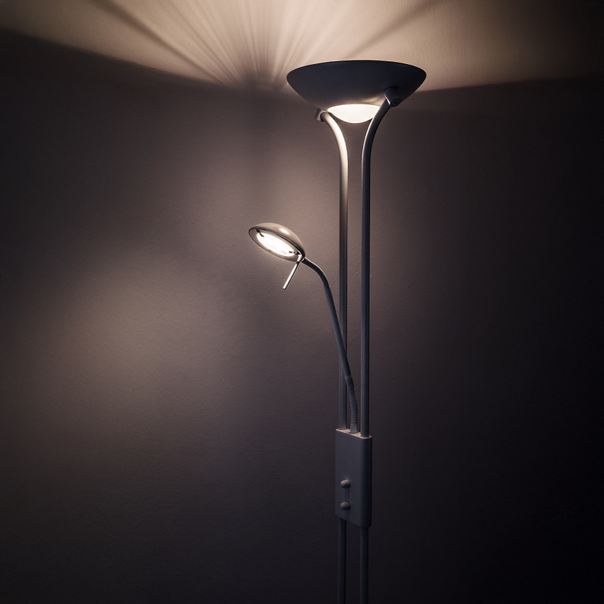 Brilagi - Candeeiro de pé regulável SCARLETT 1xR7s/230W/230V + 1xG9/40W branco