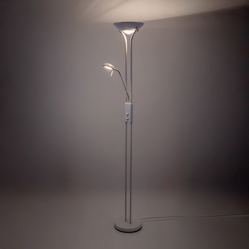 Brilagi - Candeeiro de pé regulável SCARLETT 1xR7s/230W/230V + 1xG9/40W branco