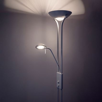 Brilagi - Candeeiro de pé regulável SCARLETT 1xR7s/230W/230V + 1xG9/40W branco