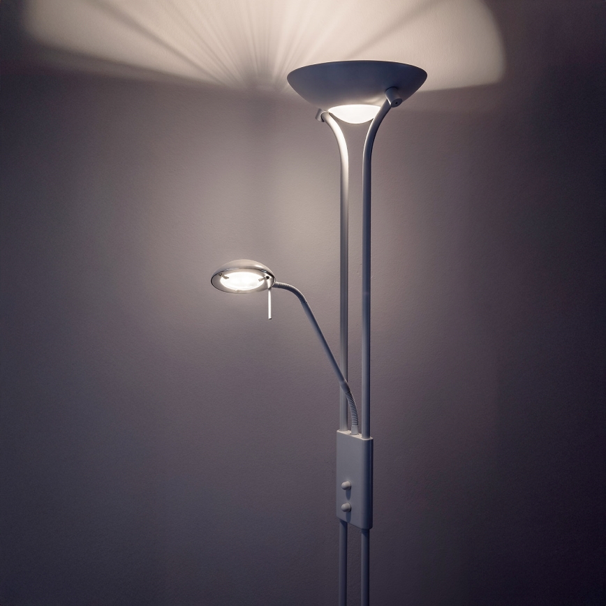 Brilagi - Candeeiro de pé regulável SCARLETT 1xR7s/230W/230V + 1xG9/40W branco