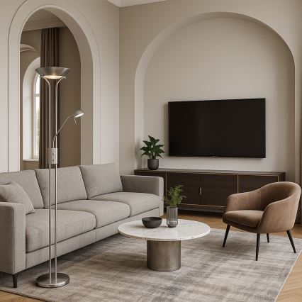 Brilagi - Candeeiro de pé dimerizável SCARLETT 1xR7s/230W/230V + 1xG9/40W cromo mate